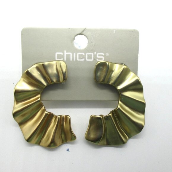 Chico's Gold-Tone Wave Hoop Earrings NWT - Picture 3 of 6